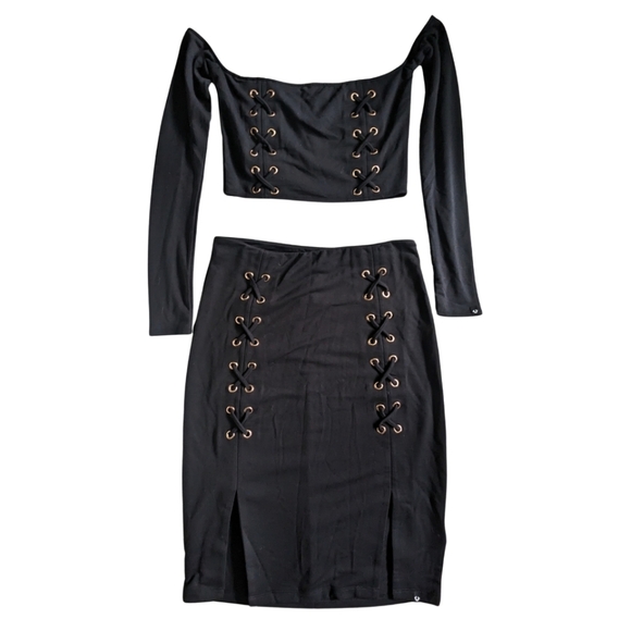 NWT True Religion Lace Up Pencil Skirt + Corset Top Matching Set Small/Medium - Picture 1 of 6